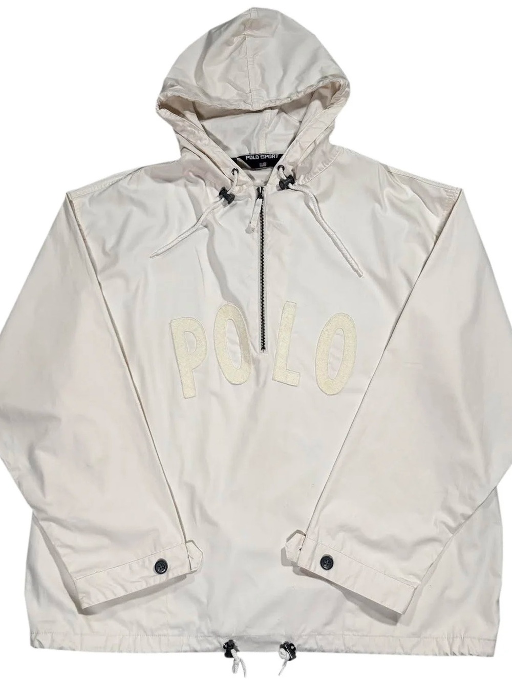 Vintage Polo Sport Ralph Lauren Spell Out Hooded White Jacket (Size L)